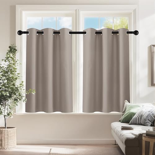 Image of PONY DANCE Blackout Curtains for RV Camper Windows, Privacy Thermal Insulated Mini Curtains & Drapes for Bedroom Bathroom Kitchen Door Window Farmhouse Cover(2 Panels, W 42 x L 36 inches, Light Taupe)