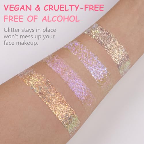 LOPHE Body Glitter Gel, 2 Pack Chunky Sparkle for Face & Body, Festival & Rave Glitter Makeup - Image 2