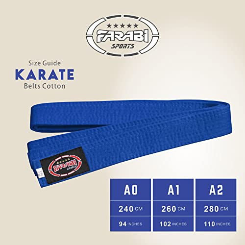 Foto von Farabi Sports Karate Gürtel Mehrere Farben Karate Gürtel Judo Karate BJJ Kampfsport Taekwondo Gürtel (260-cm, Blue)