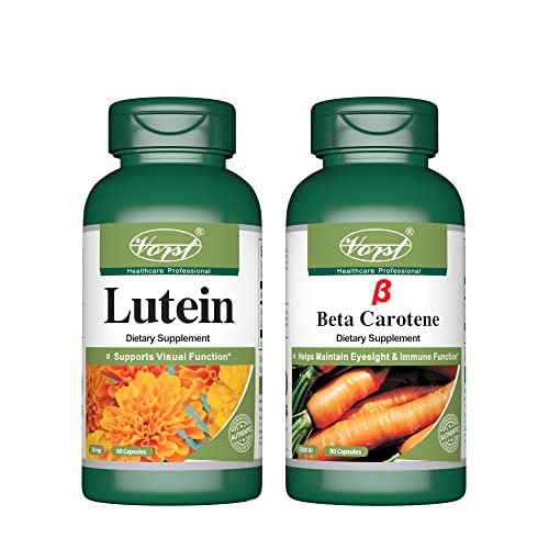 Vorst Lutein 18Mg With Zeaxanthin 60 Capsules Beta-Carotene 1.5 Mg (5000 Iu) Vitamin A 90 Capsules | Supports Vision Health | Potent Antioxidant | #TOP26