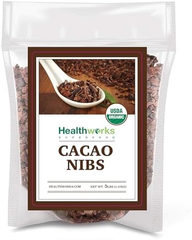 Healthworks Superfoods Organic Cacao Nibs 5 lb Raw Unsweetened Keto Non-GMO