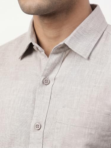 Image of Men's Regular Fit 100% Cotton Solid Casual Shirt