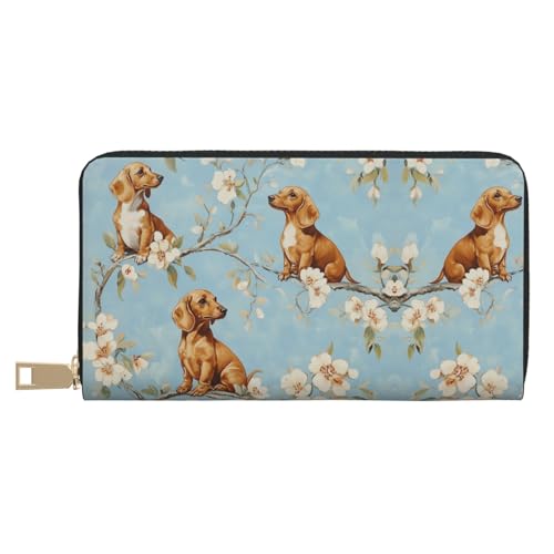 Funny Dachshund Travel Wallet Women Sausage Dog Mens Wallet Cute Puppy Zip Around Cards Phone Holder For Handbags