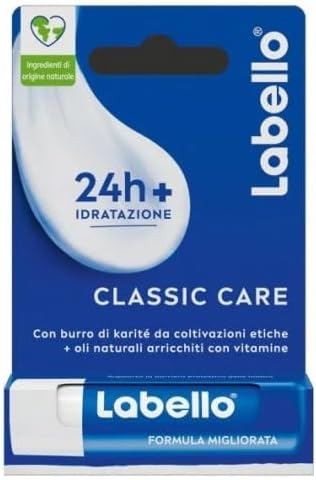 LabelloClassic Care Balsamo Labbra in a pack of 12 pieces x 5 ml each, Labello Classic Lip Foundation, Burrococoa Labbra Moisturising and Lasting for 24 Hours