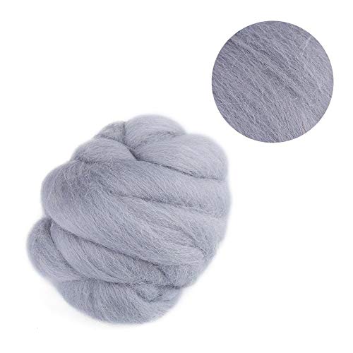 Needle Felting Wool,Colored Roving Sewing Trimming Handwork Craft Material 8 Colors (Gray)