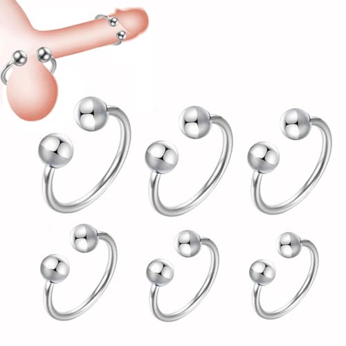 Cock Ring 6 Sizes Penisring Stainless Steel Penis Ring Metal Cockring Sex Toys Delayed Ejaculation Increase Stimulation Chastity Bondage for Men Harder Bigger Long-Lasting (Silver)