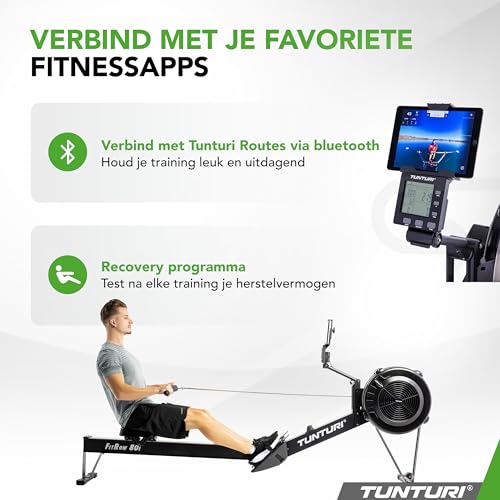 Tunturi Fitrow 80i Roeitrainer - Roeimachine Fitness - Inklapbaar roeiapparaat - 10 Weerstandsniveaus - Luchtweerstand – Bluetooth - Afbeelding 4