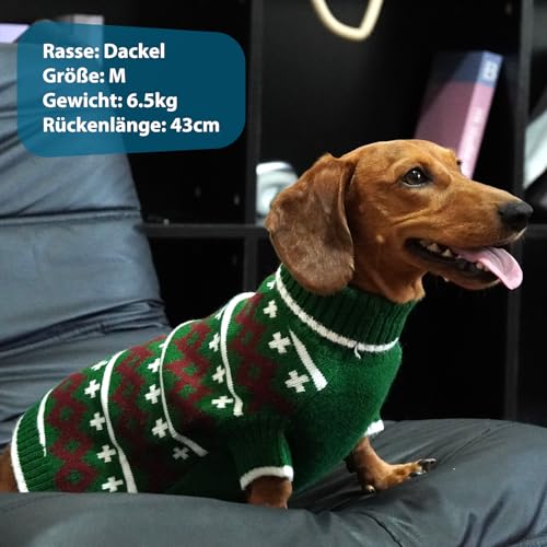Katzinst Hundepullover Große Hunde – Warmer Stricken Winterpullover für Hunde | Atmungsaktiv und Weicher Hundepulli mit Muster, Herbst Winter Hund Pullover, Labrador, Dobermann (Grün, 3XL)