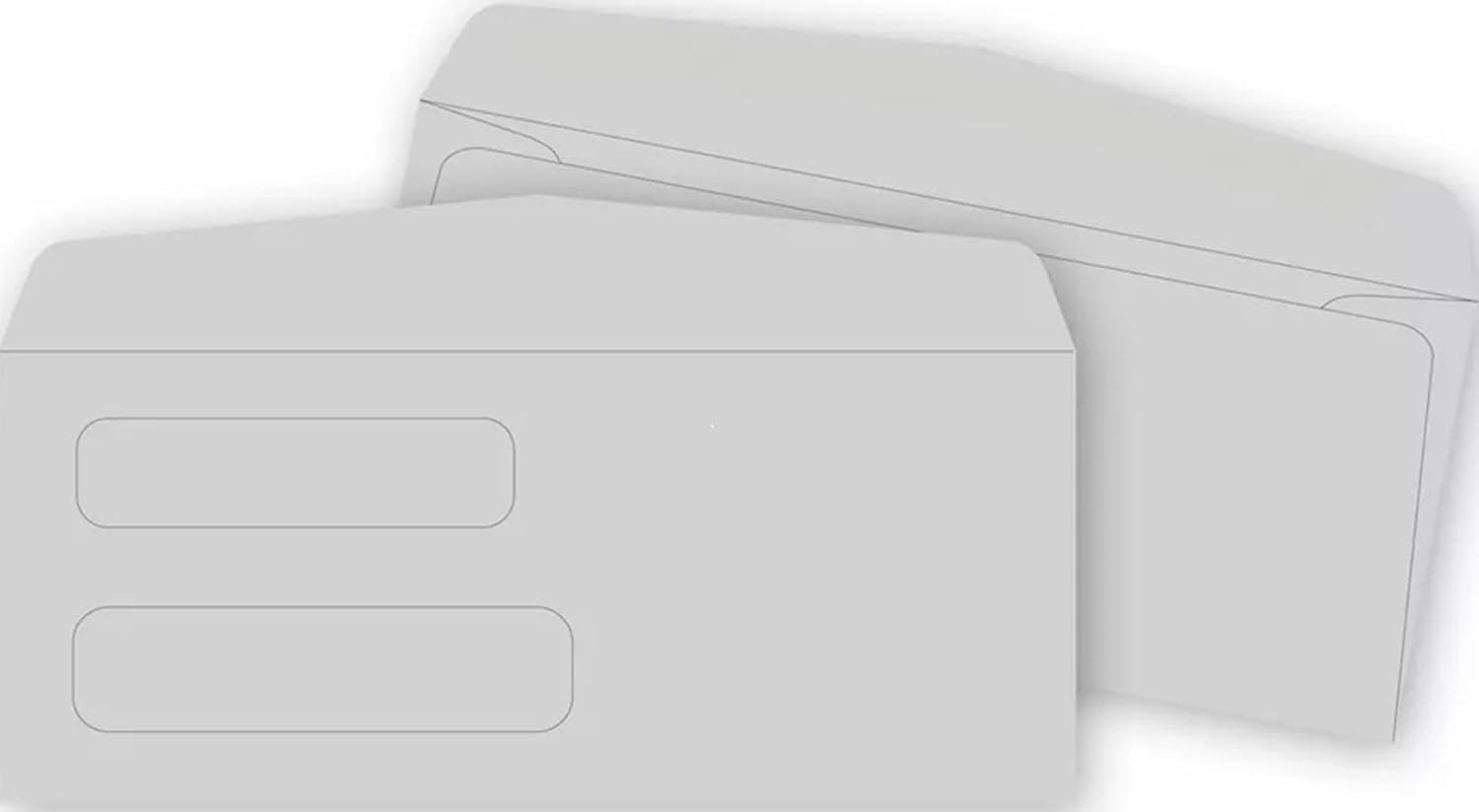 Double Window Envelope, Size 8 5/8 x 3 5/8, Gray, Moisture Seal