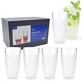 RICHFUL Longdrinkgläser Set 6-teilig – Trinkgläser aus bleifreiem Glas, spülmaschinenfest, dickwandig – Cocktail & Whisky Gläser – Neue langlebige Kollektion Fugue (370, Milliliter)