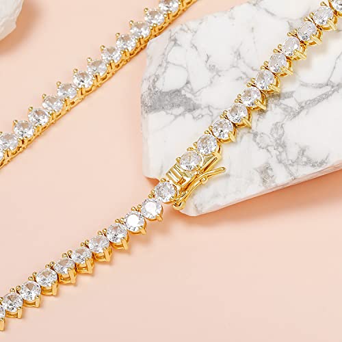 GMESME 3 Prong 18K White Gold Plated Cubic Zirconia Classic Tennis Necklace (16-24inch) - Image 5