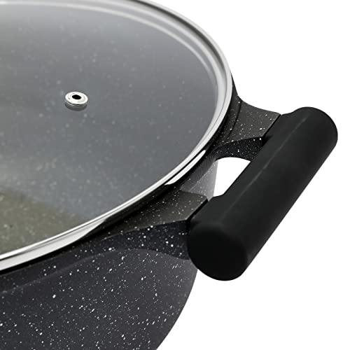 طقم اواني ومقالي اسنشيالز من برستيج | طقم اواني طهي جرانيت 6 قطع من الالومنيوم المصبوب غير اللاصق | قاعدة حث | طقم طهي غير لاصق | اسود PR80970