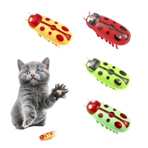 Juguetes caseros: la guía definitiva para entretener a tu felino sin gastar de más 4 Juguetes Interactivos para Gatos, 4Pcs Mini Mariquita Eléctrica, ...