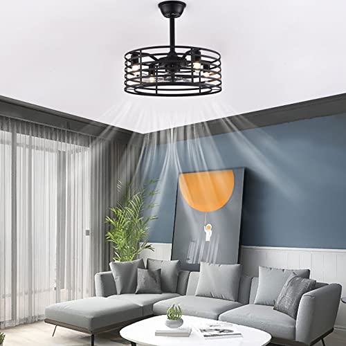 Industrial Ceiling Fan with LED Light Remote Control, 3-Speed Quiet