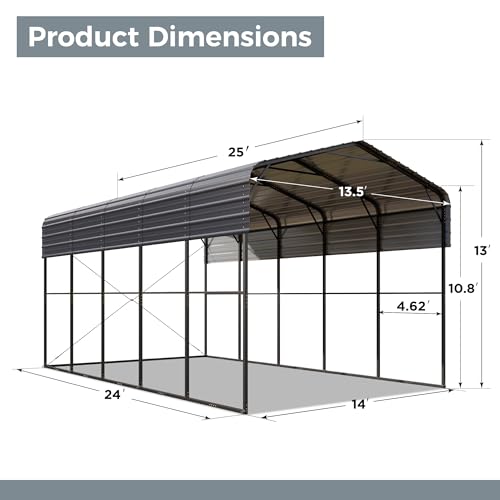 Image of GREEN PARTY 14x25x13 ft Metal RV Carport Heavy Duty Canopy Garage Shelter