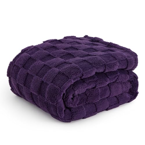 Bedsure GentleSoft Twin Blanket for Bed Purple - Super Soft Cozy Blankets for Women Men Girls, Cute Fuzzy Fleece Throws for Bedroom Couch, 60x80 Inches