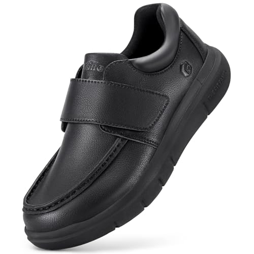 FitVille Zapatos Diabéticos Hombre Extra Anchos Mocasines Piel Comodos Casual Zapatillas Cuero Hombre para Pies Hinchados Trabajo Negro 40 EU Ancho