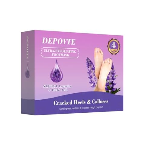 4 Pairs Foot Peeling Mask,Exfoliating Foot Peel Mask for Dry Cracked Feet - Baby Soft Foot Mask Socks for Feet, Scent of Lavender (mauve) Cover