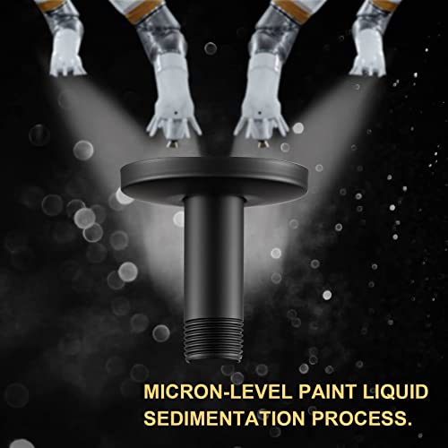 Offo Shower Arm With Flange 10 Inches Ceiling Mount Replacement Rain Shower Head Straight Arm Ceiling-Mounted For Fixed Shower Head & High Pressure Rain Matte Black #TOP3