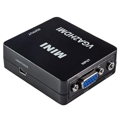 MAXTRACK Konwerter VGA na HDMI – CS40L, adapter HDMI, VGA na HDMI, Plug & Play, 1080p/60Hz Full HD, adapter VGA na HDMI kompatybilny z PC/laptopem, projektorem, monitorem, w zestawie kabel zasilający