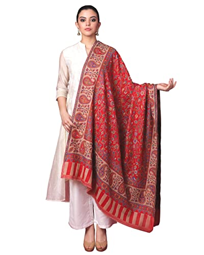 Pashtush Chal para mujer, pashmina sintética, tejido de cachemira, suave y cálido, Rojo, Free Size