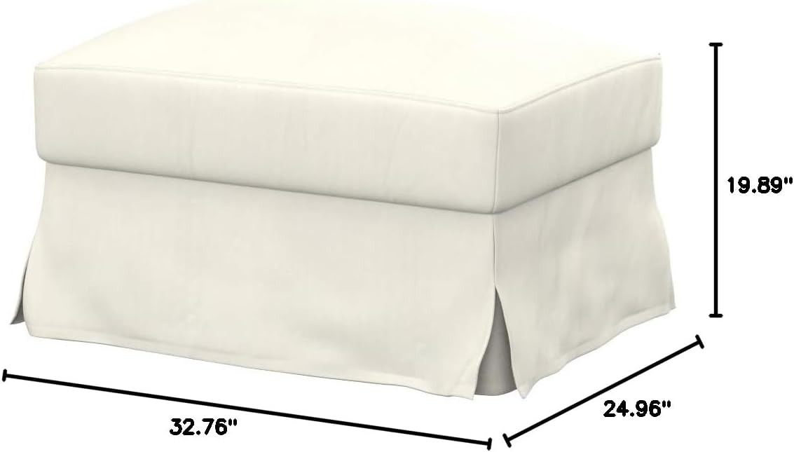 Soferia Replacement Compatible Cover for Farlov Footstool, Fabric Majestic Velvet Creme