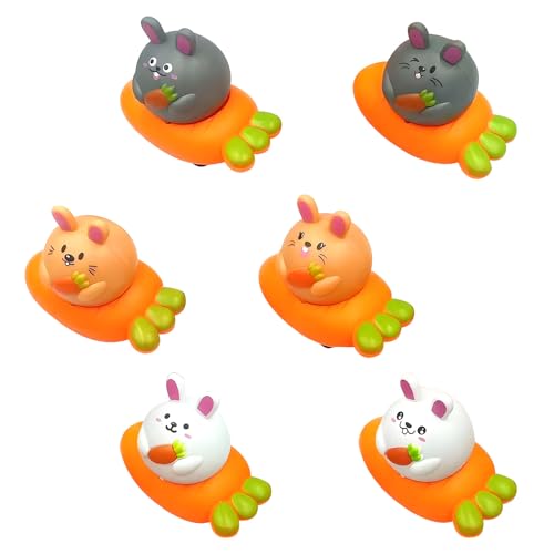 6 Stück Kinder Ostern Geschenk aufziehspielzeug,Osterhasen Uhrwerkspielzeug,Lustig Hasen Aufziehbare Spielzeugauto,Aufziehbare Hasen mit Karotte Set,für Kinder Party Deko Jungen Mädchen Gastgeschenke