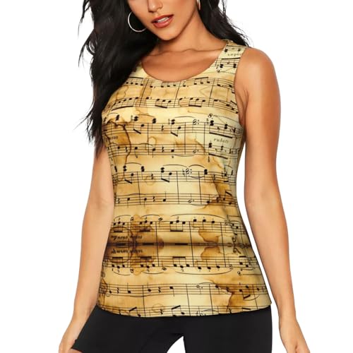 ZXERTG Débardeur imprimé note de musique pour femme, haut de yoga, chemise athlétique pour yoga, course à pied, gym, Noir , M