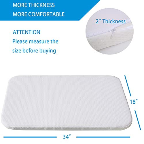 Mecc ecoh Baby Bassinet Mattress, 100% Breathable Cover, Water Resistant Lining, Rectangle 34x18x2 Fit for Cowiewie/Cuddor/bicystar/Baby Trend Bassinet