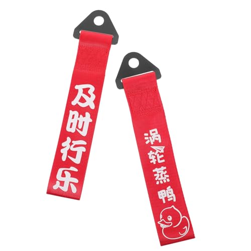 Healeved Cuerdas para Remolque de Coches 2 Piezas Cinta Resistente de Nailon Roja para Parachoques Cuerda para Remolcar Vehículos Accesorio Antivotación para Uso Automóvil