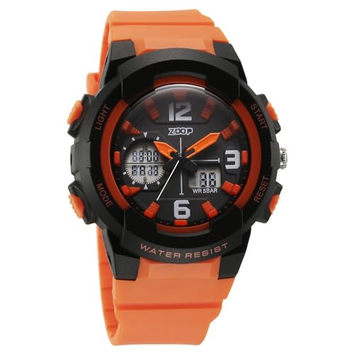 Image of Zoop Analog Digital Watch with Black Dial & Orange Strap for Boys Kids, from House of Titan - NT26026PP05W