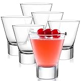 Bormioli Rocco 6-Pack YPSILON Cocktail Glasses set - 8.5 Ounce, Bar Glass, Stemless Martini Glasses...