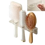 2Pcs Self-Adhesive Acrylic Hair Brush Holder, Wall Mounted Hair Comb Organizer, No Nails/Drilling White Acrylic Hot Tool Holder, Bathroom Accessories for Hair Brush, Curling Wand, Hair Straighteners