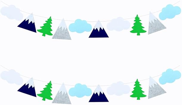 2 Pack Felt Woodland Garland Mountain Banner Mountain Nursery Decor Woodland Theme Baby Shower Decorations