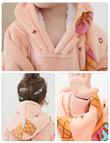 Image of KFUBUO Wearable Blanket Hoodie for Kids With Pocket Toddlers 2-6 Year Old | Ice Cream, Sherpa, Heavy Material, Oversized Sweatshirt Blanket, Kids Blanket, Girl Boy Gifts, Cozy Gifts for Kids