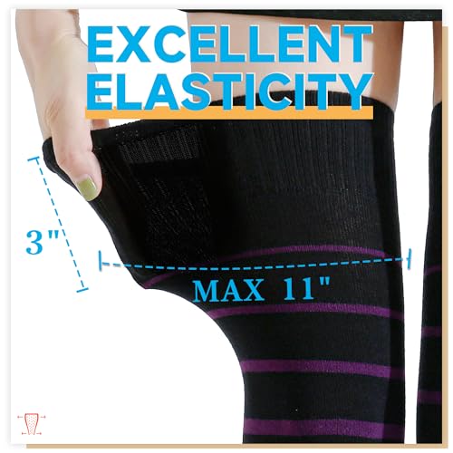 Image of Kayhoma Extra Long Gradient Zebra Stripe Thigh High Socks Over the Knee High Socks,2 Pairs