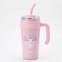 860ML Cartoon Tumbler with Handle & Straw |Leakproof Water Bottle |Hot and Cold Tumbler |Stainless Steel Vacuum Insulated Cup with Lid |Reusable Travel Mug for School, Office, Gym & Home(Pink)