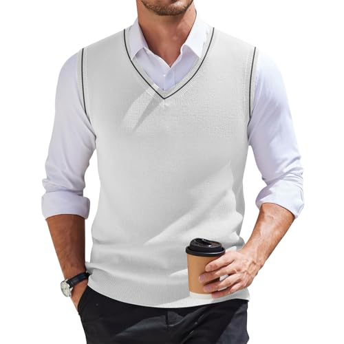 Lightweight Sweater Vest Men V Neck Slim Fit Casual Sleeveless Knitted Pullover Sweaters Business Work Waistcoat2