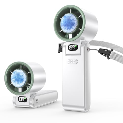 Image of Portable Handheld Fan with Ice Cooler, 199 Speed Personal Fan,5500mAh Rechargeable,20H Cooling Time,20000 RPM Powerful Motor, Summer Essential for Travel /Outdoor /Office, White