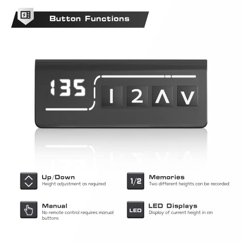 Shahoo L-Shaped Corner Standing Desk, Electric Height Adjustable Table, Home Office Workstation, Black #TOP4