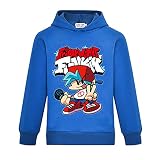 Sweat à capuche amusant pour garçon Friday Night Funkin - Imprimé - Manches longues - Costume de fan de jeu vidéo, bleu, 5-6 ans