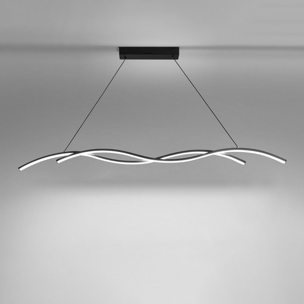 Liniowa lampa wisząca LED Macha żyrandolem Lampa sufitowa Minimalistyczna wyspa kuchenna Oprawa oświetleniowa Jadalnia Oprawa oświetleniowa nad stołem Wiszące żyrandole w trybie 3 kolorów LWX