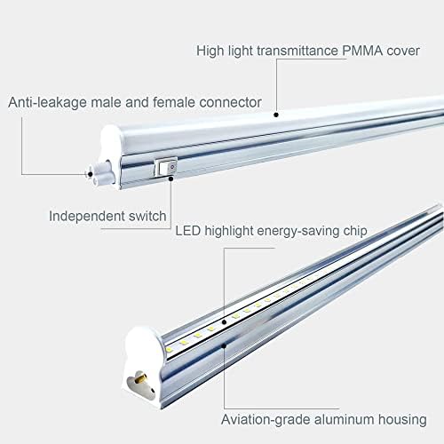 4 Pcs 600mm Connectible Mains with Independent Switch T5 LED Under Cabinet Hard Strip Lighting Bars Hardwired LED Cupboard Light Fixtures 4000K