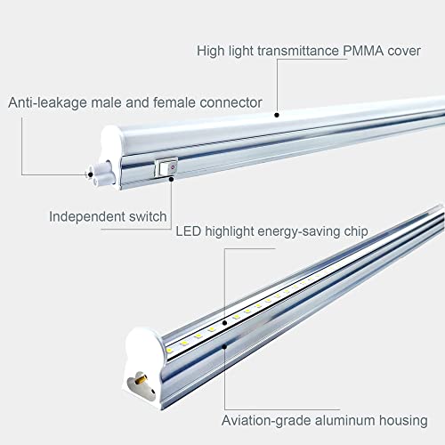 T&K TO-KING 4 Pcs 300mm Connectible Mains with Independent Switch T5 LED Under Cabinet Hard Strip Lighting Bars Hardwired LED Cupboard Light Fixtures 4000K - Image 3