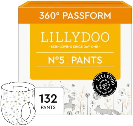 LILLYDOO Baby Windeln Pants Größe 5 (11+ kg), Monatsbox (132 Stück) | Höschenwindeln, Sicherer Auslaufschutz, Hautfreundlich, Weich & Ohne Lotionen für empfindliche Haut, Dermatolo