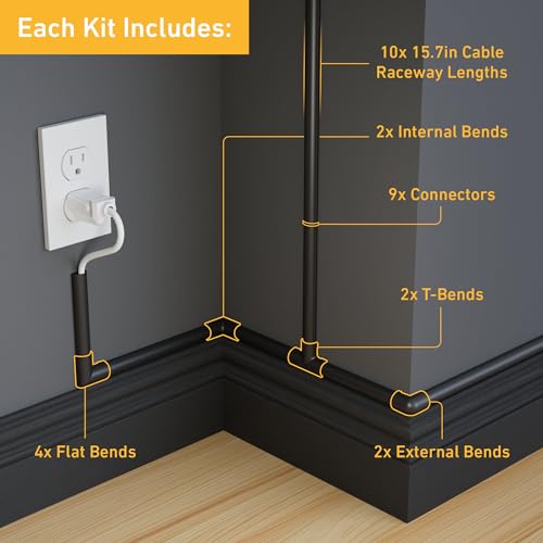 D-Line 157in Cable Raceway Kit with Bends & Tees — 19-Piece Wall Mount Set — view 2