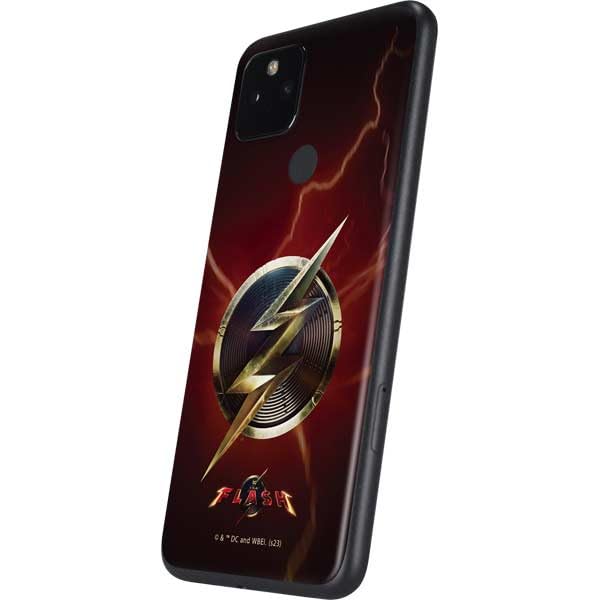 Skinit Phone Decal Skin Compatible with Google Pixel 5a - Officially Licensed Warner Bros The Flash Movie: Logo Poster Design