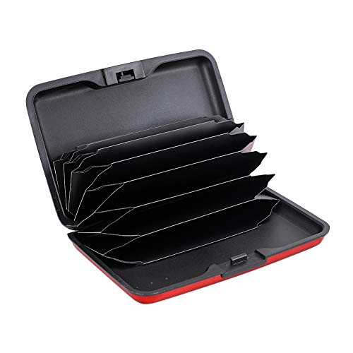 Elfish Rfid Blocking Credit Card Protector Aluminum Id Case Hard Shell Business Card Holders Metal Wallet For Men Or Women (Aluminum, Red) #TOP1