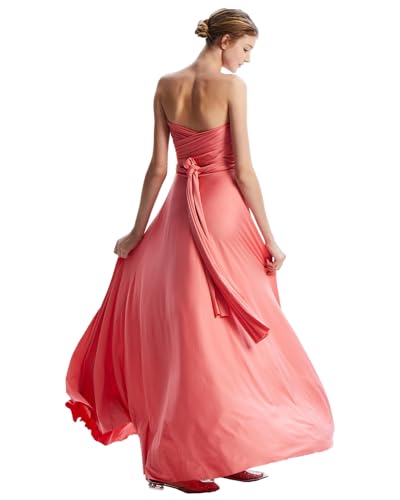Image of Multi-Way Wrap Infinity Maxi Dress for Bridesmaids & Wedding Guest | 31 Colors for All Wedding Themes, One Size & Plus, 1 Dress for Any Events, Evening, Prom, Gala, Non-See-Through, Wrinkle-Free