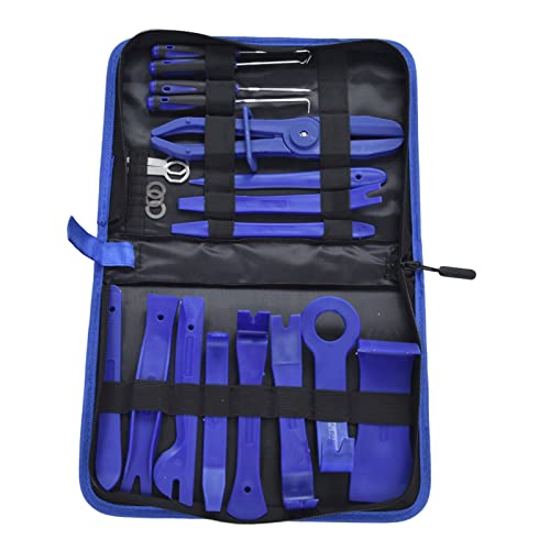 NDNCZDHC 21Pcs Trim Removal Tool, Auto Remover Tool Pry Tool Repair Kit, Car Trim Removal Tool Kit for Panel, Audio, Dash, Window and Upholstery with Storage Bag (Blue)